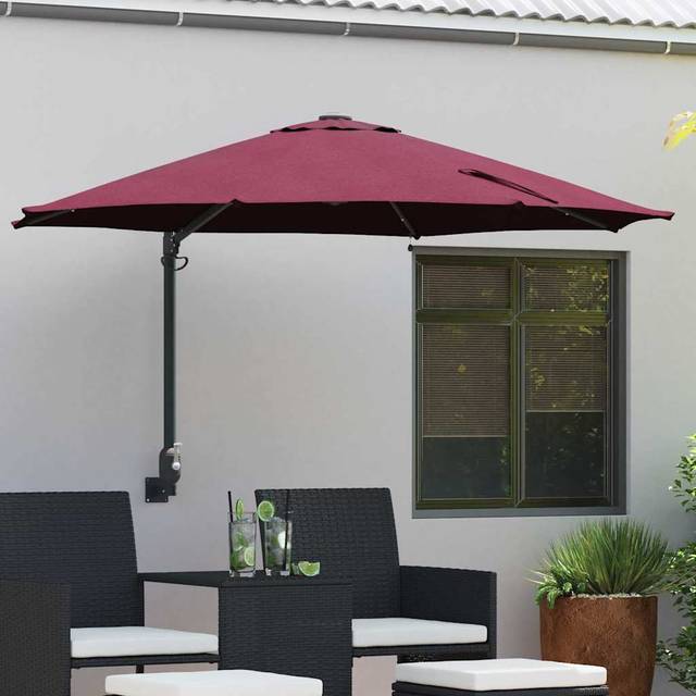 vidaXL Garden Parasol Red, Black 248 x 248 x 148 cm Polyester, Steel