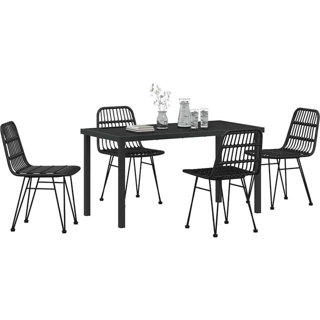 Trädgårdsmöbelset 5 pcs Svart Poly rattan