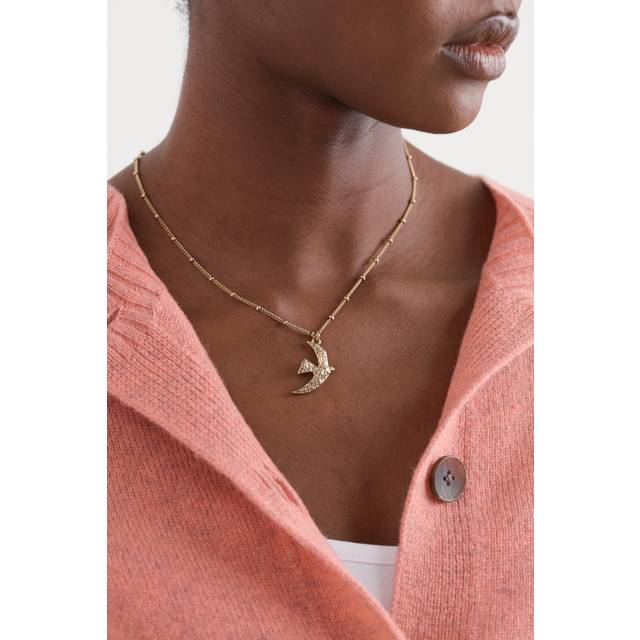 Bird in Flight Pendant Necklace - Antique Gold