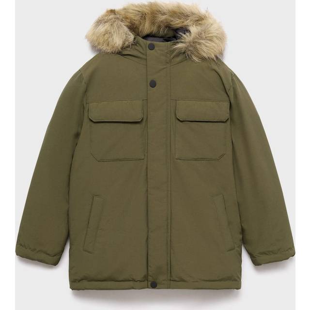 Mango Kids' Fernando Parka Jacket, Khaki
