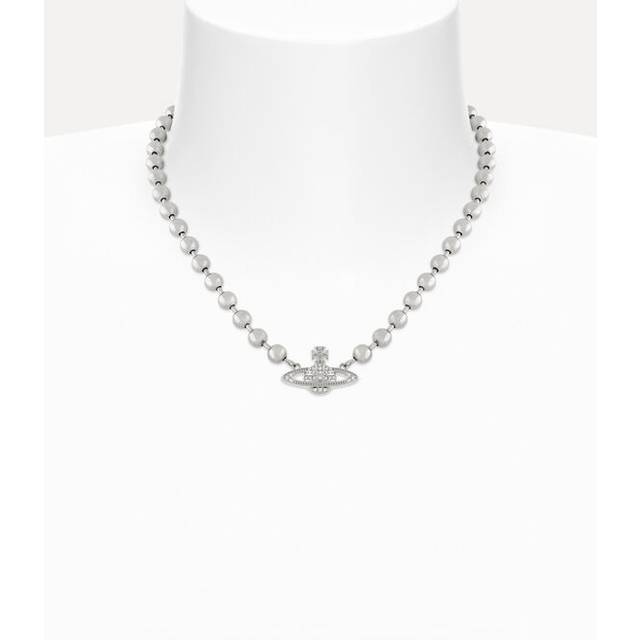 Vivienne Westwood Thames Mini Bas Relief Choker Silver Cubic Zirconia Women - ---
