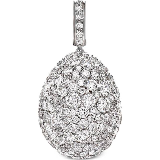 Fabergé - 18kt white gold Emotion Egg diamond charm - women - 18kt White Gold/White Diamond - One Size - Silver