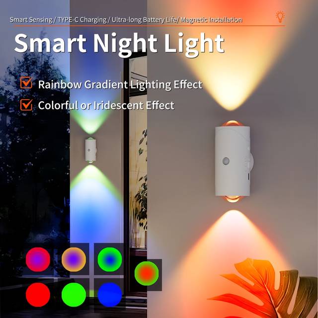 TEMU Led Wall Light, Modern Under Cabinet Light, Dusk To Dawn Sensor, Color 3000k, Adjustable Brightness, Inductive Dimmable Wall Light For , Bedroom, Staircase, Office