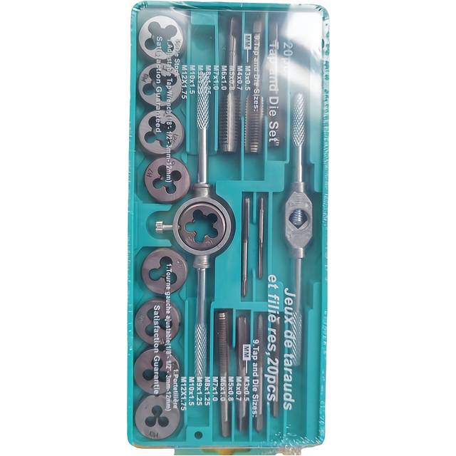 TEMU 20pcs Tap And Die Set With Wrench Handle - M3 To M12, Complete Thread Tool Kit With Storage Box For Diy