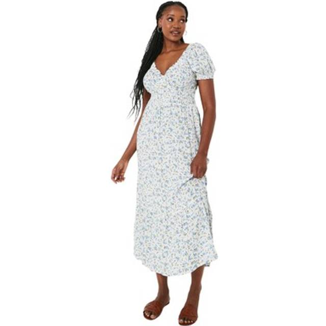 Dorothy Perkins Womens/Ladies Ditsy Print Shirred Waist Midi Dress 10 UK ivory