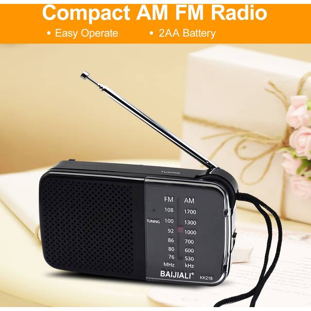 TEMU Baijiali Vintage Am/fm Radio - Portable, Battery-powered With Voice Amplifier, Crystal Tube, Headphone Jack, Ideal For Indoor & Emergency Use, Features Am/fm Radio, Battery Powere