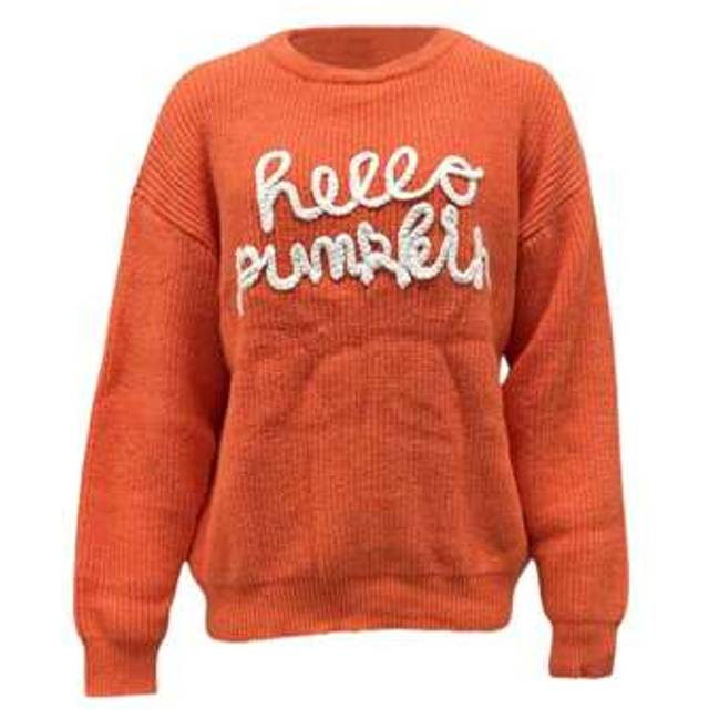 SHEIN Women&#39;s Halloween Sweater Letter Embroidery Crew Neck Long Sleeve Pullover Knit Tops Casual Streetwear For Winter Fall