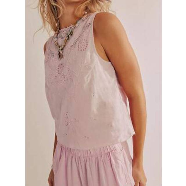 SHEIN Women Y2k Embroidered Floral Tank Crop Tops Cute Eyelet Night Out Sleeveless Vest Shirt For Summer