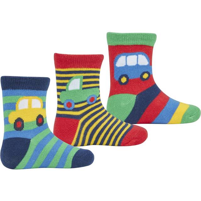 (Yellow, 3-5.5 UK) 6 Pairs Baby Boys Design Socks Newborn Infant Cute Car Cotton Rich Striped Uk