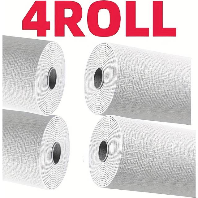 TEMU 4 Rolls Thermal Insulation Linen Self-adhesive Wallpaper - Washable Texturized Wall Covering With 3d Effect, Flame Retardant, For Living Room, Dining Room Decor - Random Match Pattern