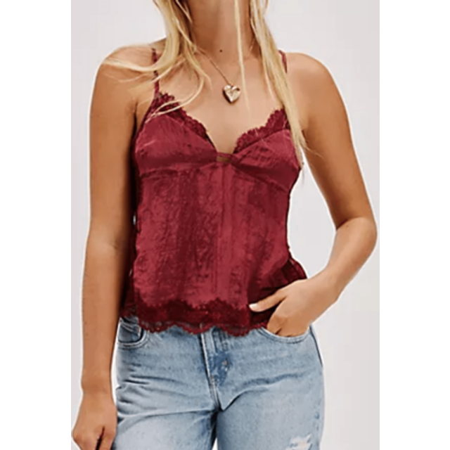 SHEIN Women Sexy Silk Cami Crop Tops Lace Patchwork Camisole Tops Spaghetti Strap Sleeveless Backless Tank Tops Summer Teen Girls Going Out Tops Aesthetic C