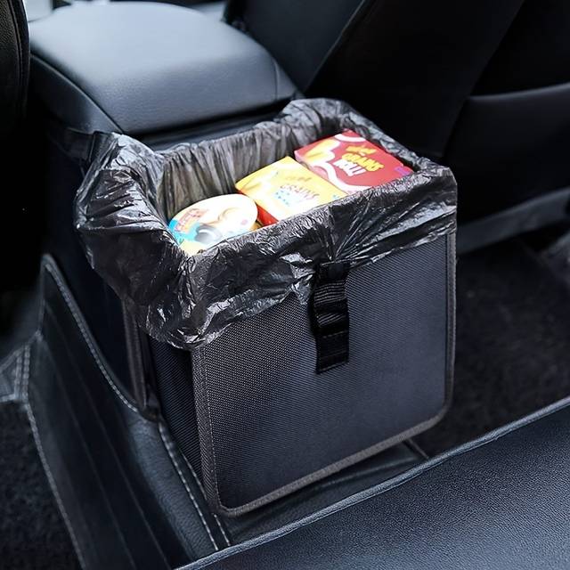 TEMU Foldable Car Trash Can With Hanging Storage Bag – Large Capacity, Durable & Stylish Design For In-car Use, Perfect Gift For Men And Women, Car Trash Bag
