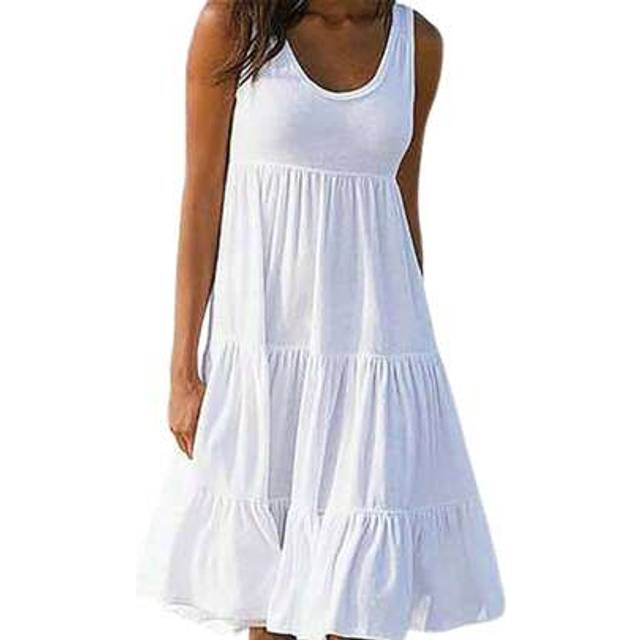 SHEIN Women Sleeveless Tunic Midi Dress Round Neck Summer Casual Tiered Tank Dress,Sizes S-5XL
