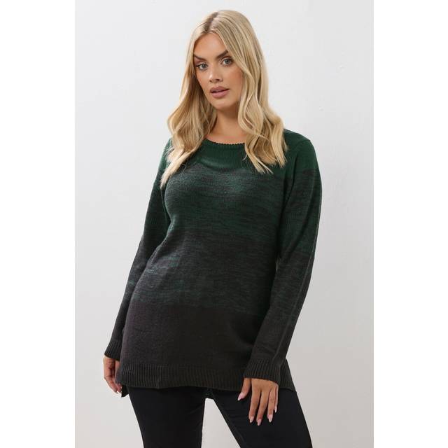 Yours Curve Dark Green Colourblock Jumper, Women's Curve & Plus Size, Yours - 14-16