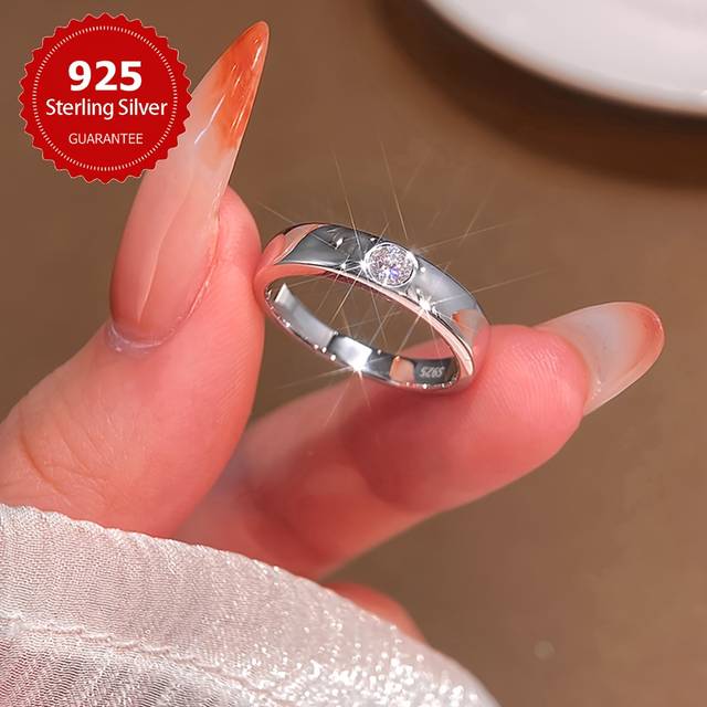TEMU 0. Moissanite Engagement Ring For Men Wedding Ring 925 Sterling Silvery Promise Ring Ring Anniversary Ring Valentine's Day Gift