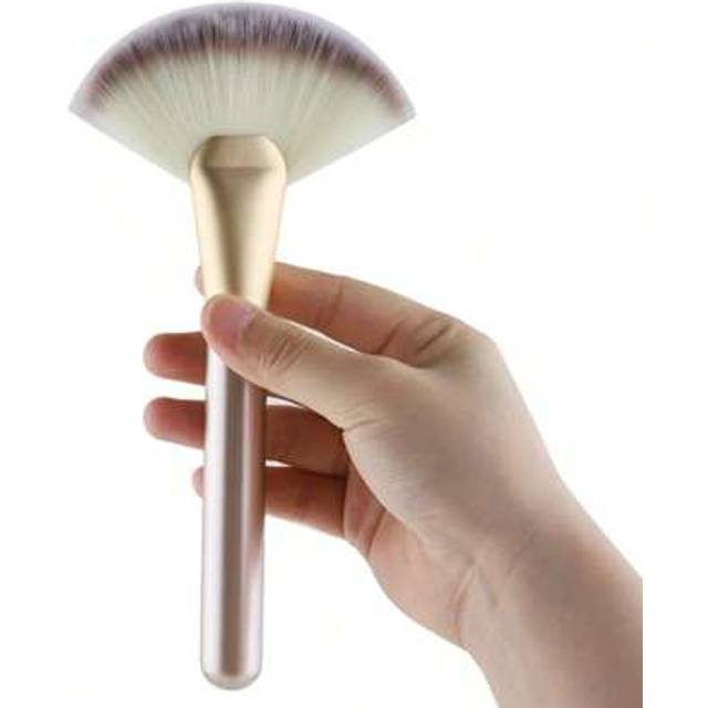 SHEIN 1pc Plus Size Fan-Shaped Makeup Brush, Highlighter/Setting Powder Brush, Makeup Tools, Nail Art Brush, Super Soft Bristles