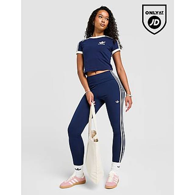 adidas Originals 3-Stripes High Waist Leggings - Blue - Womens - XS