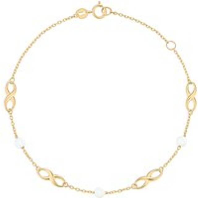 9ct Yellow Gold Freshwater Cultured Pearl Infinity Bracelet - Gold/Yellow Gold/Whi