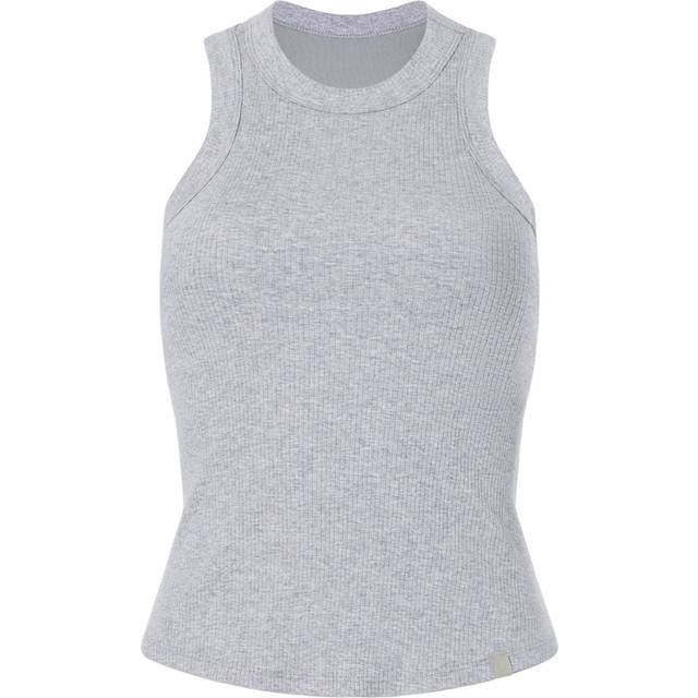 High Neck Rib Built-In Bra Tank Womens Gray XL Fabletics (XL)