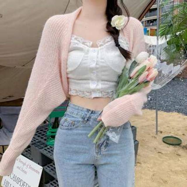 SHEIN Women&#39;s Open Front Bolero Shrug Long Sleeve Solid Color Sun Protection Knit Cropped Cardigan
