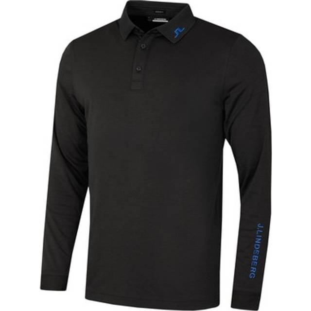 J.lindeberg Mens Tour Tech Long Sleeve Polo Shirt - Black Melange - S
