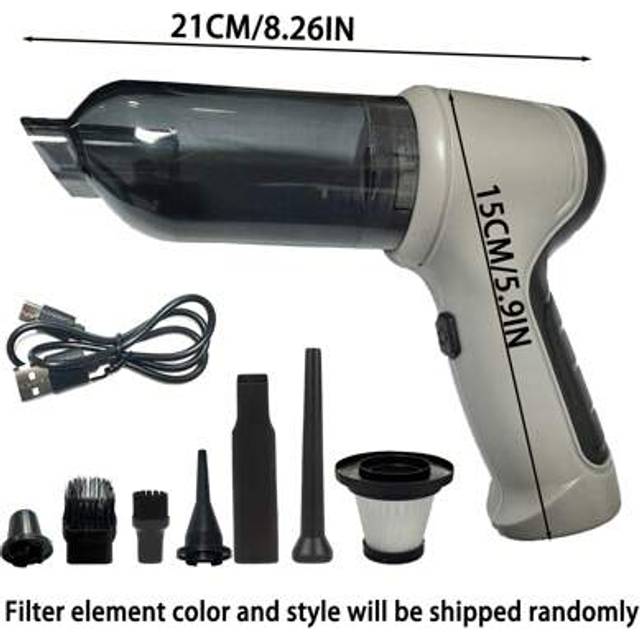 SHEIN Cordless Car Vacuum Cleaner Powerful Handheld Mini Vacuum Cleaner 2-In-1 Low Noise Air Buster With Multi-Nozzles Rechargeable Air Duster Car Cleaning