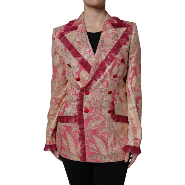 Pink Gold Jacquard Nylon Coat Blazer Jacket - IT40|S