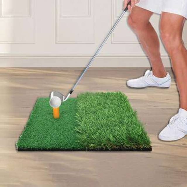 SHEIN Mini Dual-Turf Golf Hitting Mat Golf Practice Mat With 2 Grass Types For Swing Detection Batting(30*30cm)