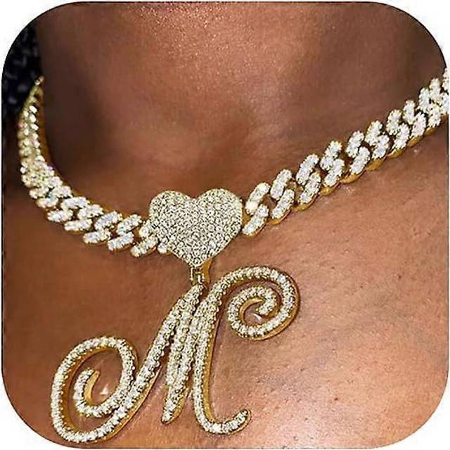 (As show, One size) Initial Necklaces for Women 14K Gold Plated Letter Necklace Dainty Gold Name Necklace Personalized Initial Tag Pendant Necklace fo