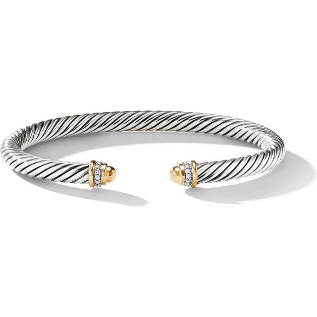 David Yurman - 18kt yellow gold and sterling silver Classic Cable diamond bracelet (5mm) - women - Sterling Silver/Diamond/18kt Yellow Gold - S