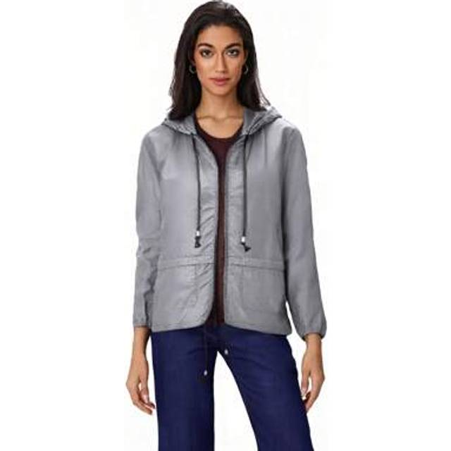 SHEIN Women Spring Summer Packable Rain Jacket Outdoor Hooded Windbreaker With Adjustable Drawstring Daily Streetwear