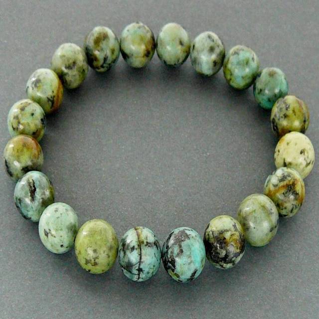 TEMU Handmade Natural Stone Bracelet With African Turquoise Beads, A Gift For Women, Men's Mala Beads, Elastic Wristband.