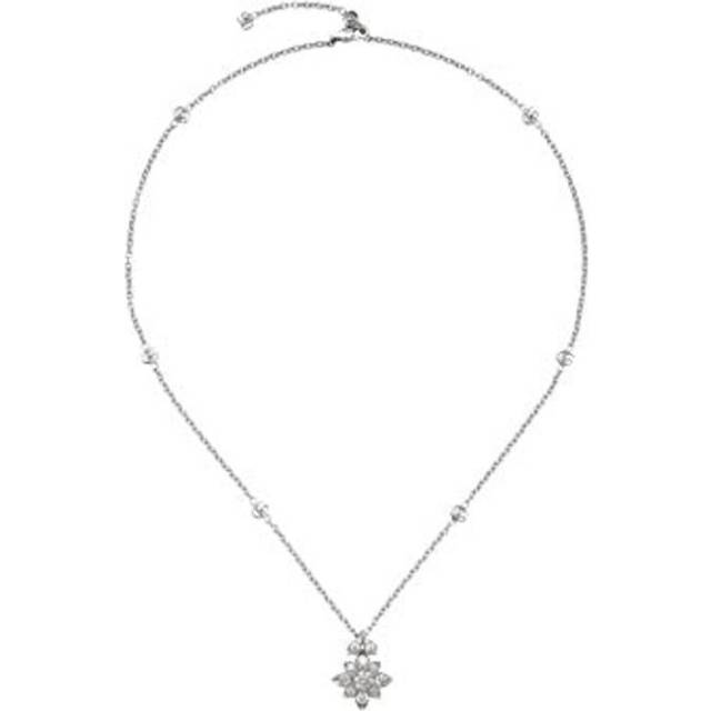 Gucci Flora 18kt White Gold Diamond Necklace - Model Ybb703649001