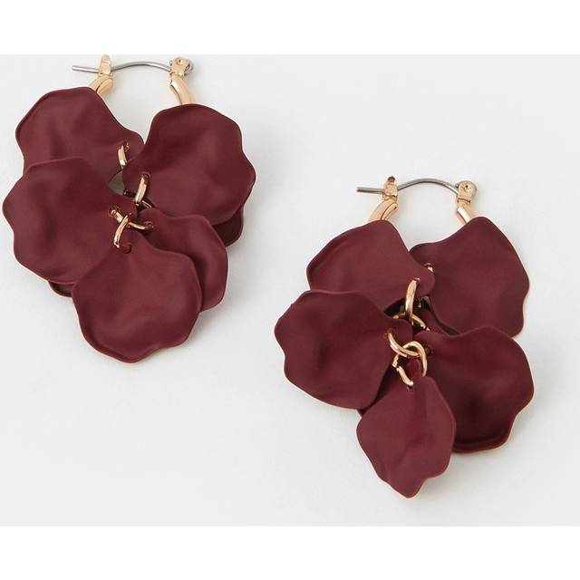 Accessorize Enamel Flower Short Drop Earrings In Red - One Size