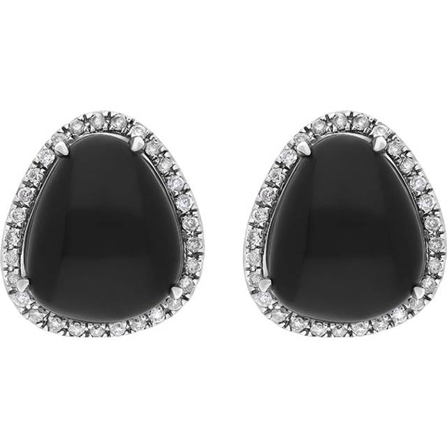18ct White Gold Black & White Diamond Large Curved Triangle Studs
