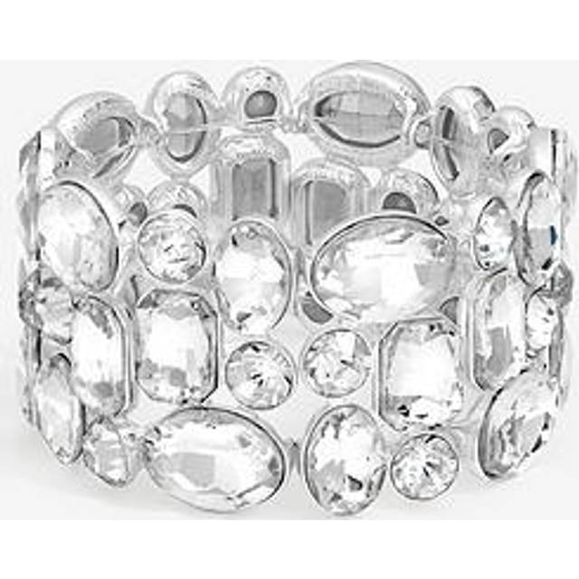 Mood Mood Silver Tone Mixed Crystal Chunky Stretch Bracelets