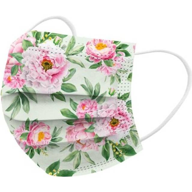 (D) Women Face Mask Disposable 3Ply Floral Print Adult Protection Mouth Mask 10Pcs