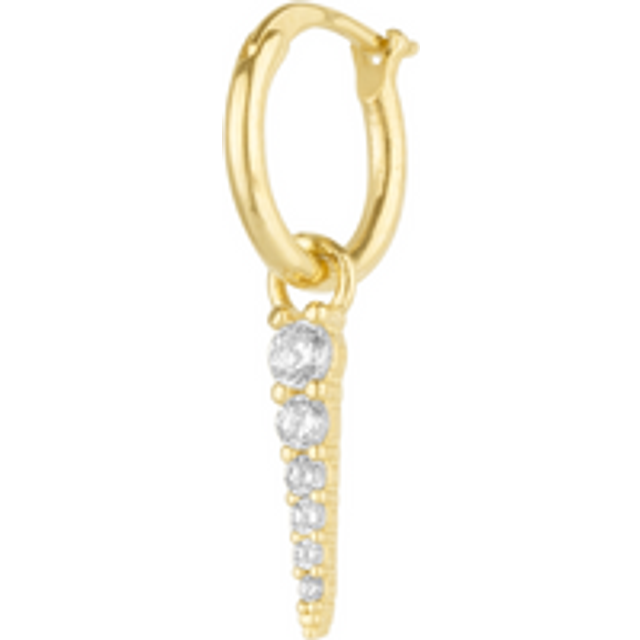 Fine Spike Pave Hoop Single Earring 14ct Solid Gold