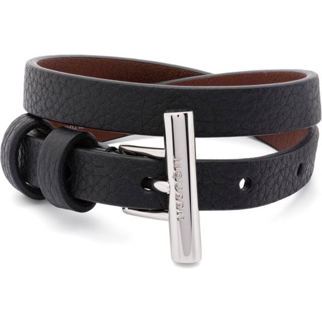 Alexander McQueen - T-bar wrap bracelet - men - Brass/Calf Leather - One Size - Silver