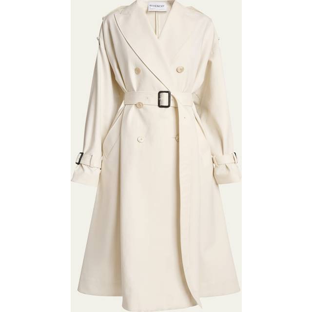 Cocoon Shoulder Double-Breasted Belted Trench Coat - IVORY - 38 FR (6 US)