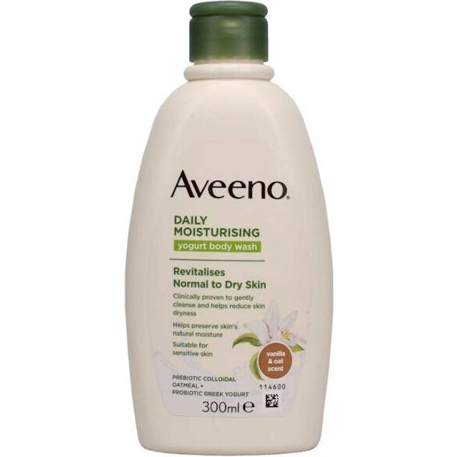 3 x Aveeno Daily Moisturising Yoghurt Body Wash Vanilla & Oats 300ml