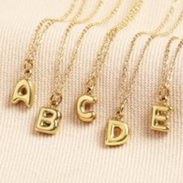Stainless Steel Bubble Initial Pendant Necklace in Gold - gold - one size