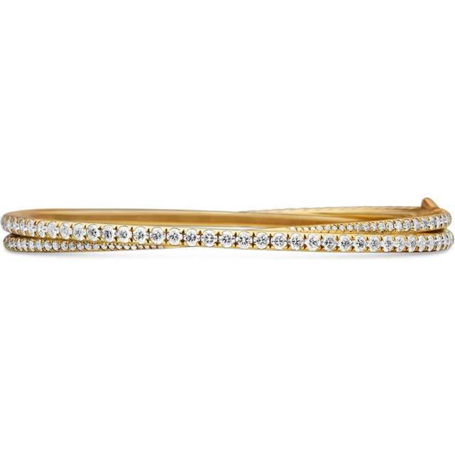 David Yurman - 18kt yellow gold Crossover pavé diamond two-row bangle (5.5mm) - women - 18kt Yellow Gold/Diamond - M