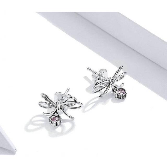 Silver Plating Jewelry Gift With Bow Light Stud Earrings For Women Girls Jewelry