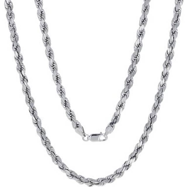 10k White Gold 4mm Diamond Cut Rope Chain Pendant Necklace Mens Women 18- 30