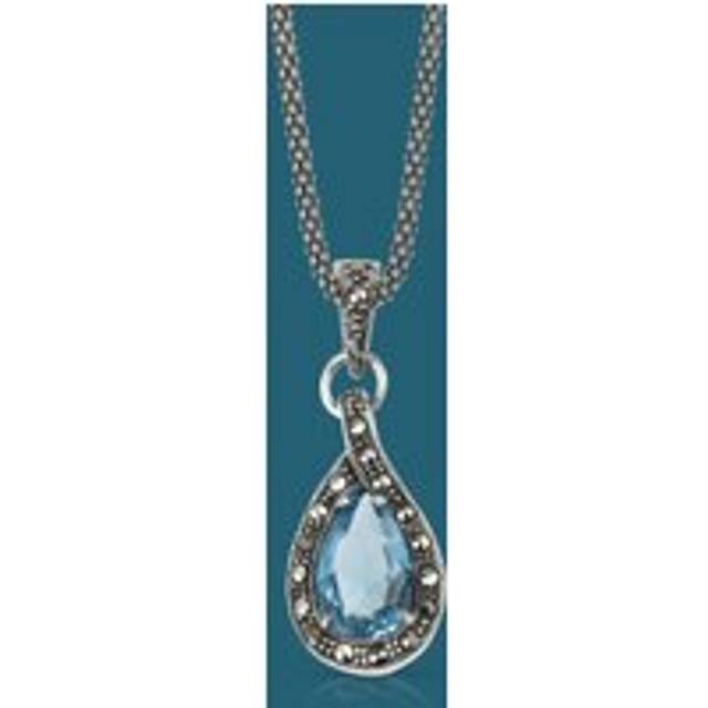 John Greed Signature Silver Marcasite & Blue Topaz CZ Loop Necklace For Women - blue/silver