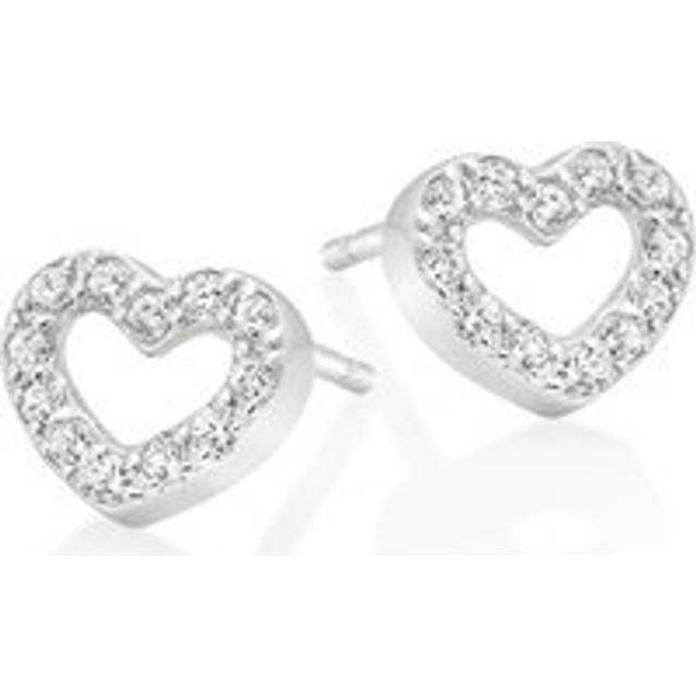 Silver Cubic Zirconia Heart Stud Earrings