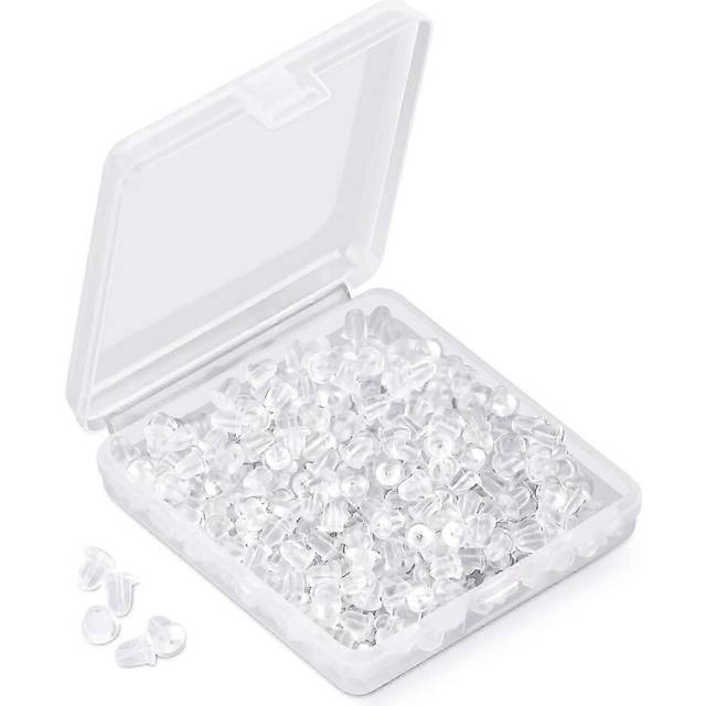 (As show, One size) 1200pcs Silicone Earring Backs Soft Clear Ear Safety Back Pads Backstops Bullet Clutch Stopper Replacement
