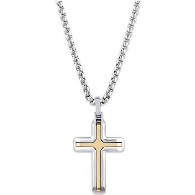 Unique Stainless Steel & Gold Plated Polished Cross Necklace AN-132/50CM - Two Colour