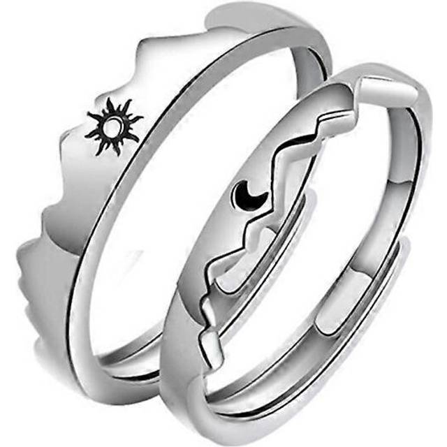 (As show, One size) Couple Rings for Women Men Adjustable Couple Matching Promise Wedding Ring